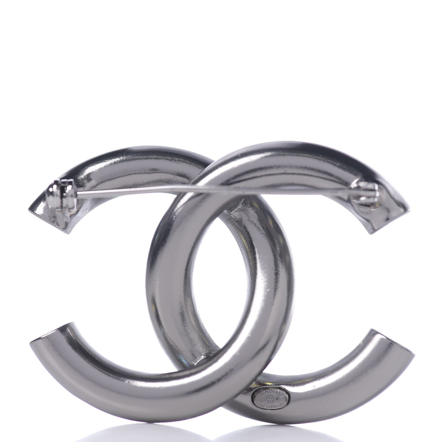 Chanel Baguette Crystal CC Brooch Silver 2 of 3