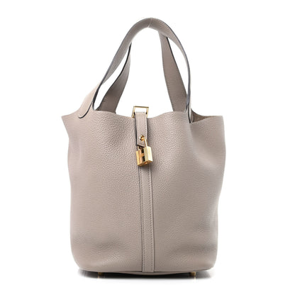 Hermes Taurillon Clemence Picotin Lock 22 MM Gris Asphalte 1 of 10