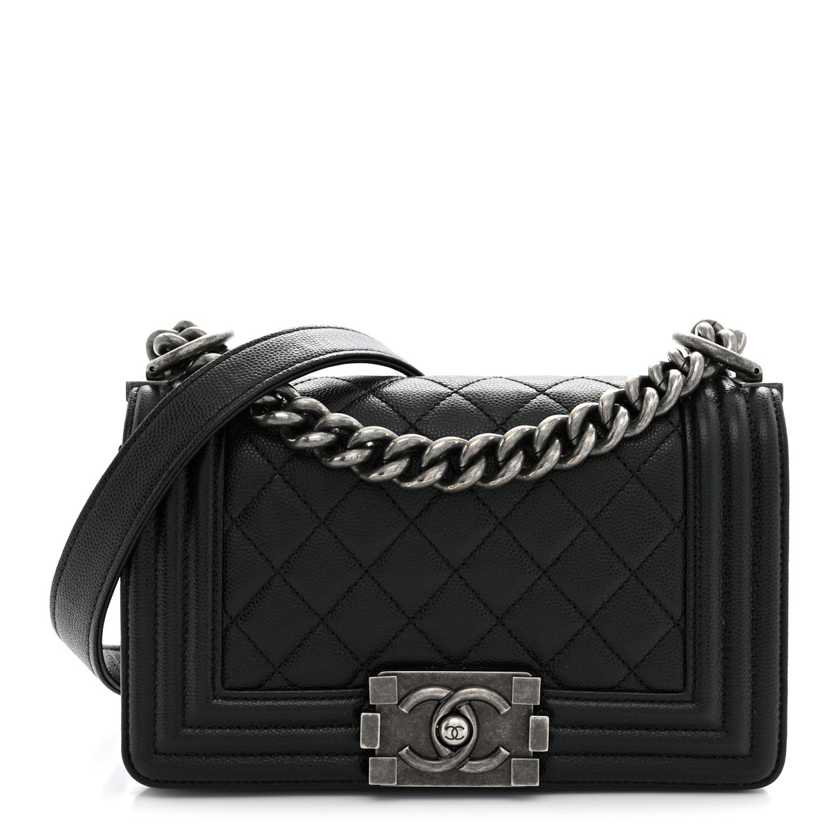 Caviar Quilted Small Boy Flap Black