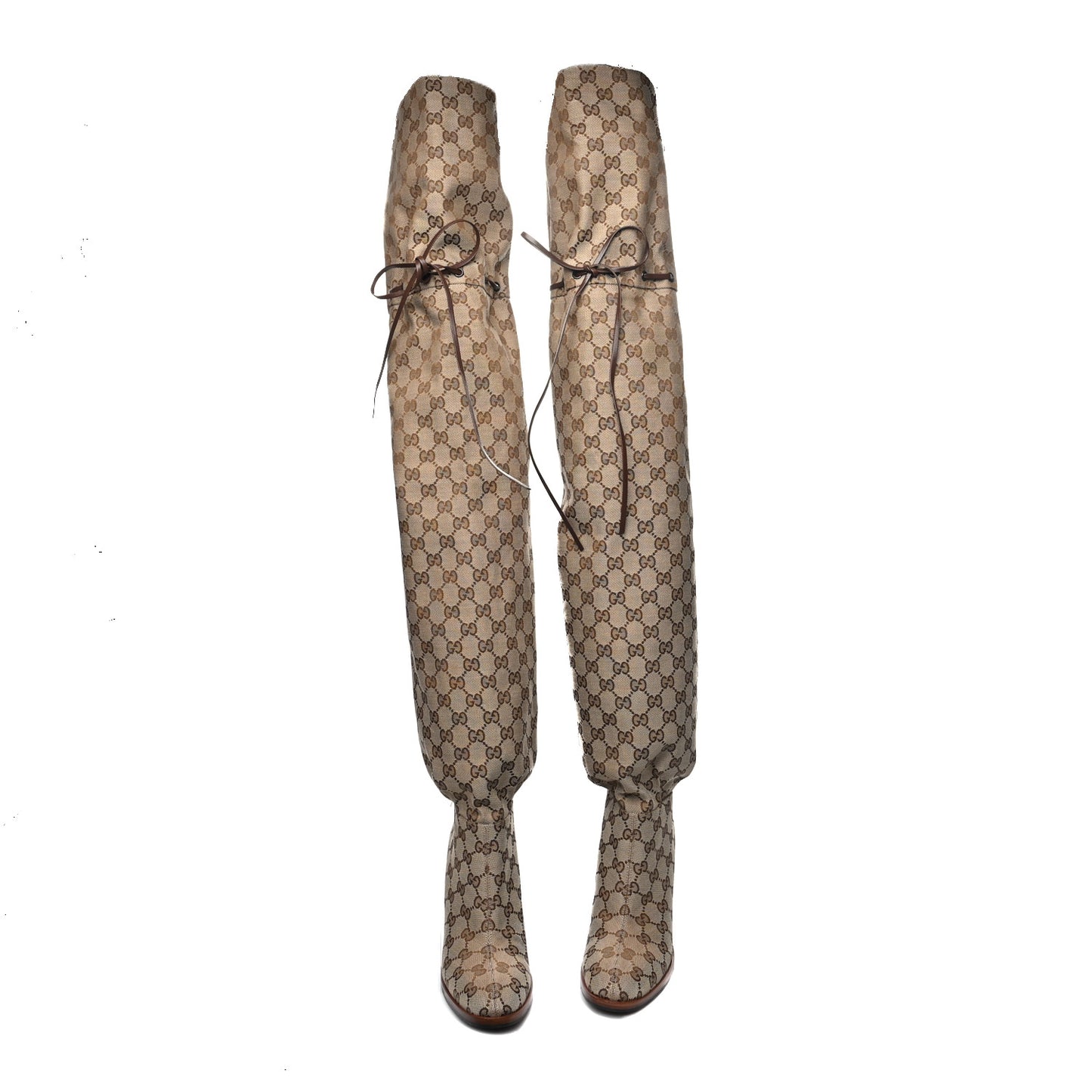 Monogram Over the Knee Boots 38 Beige Ebony