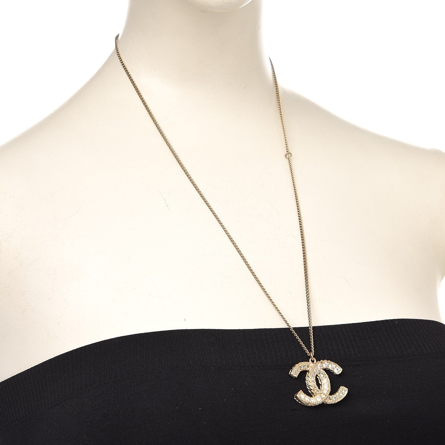 Chanel Crystal Enamel CC Necklace Light Gold 2 of 6