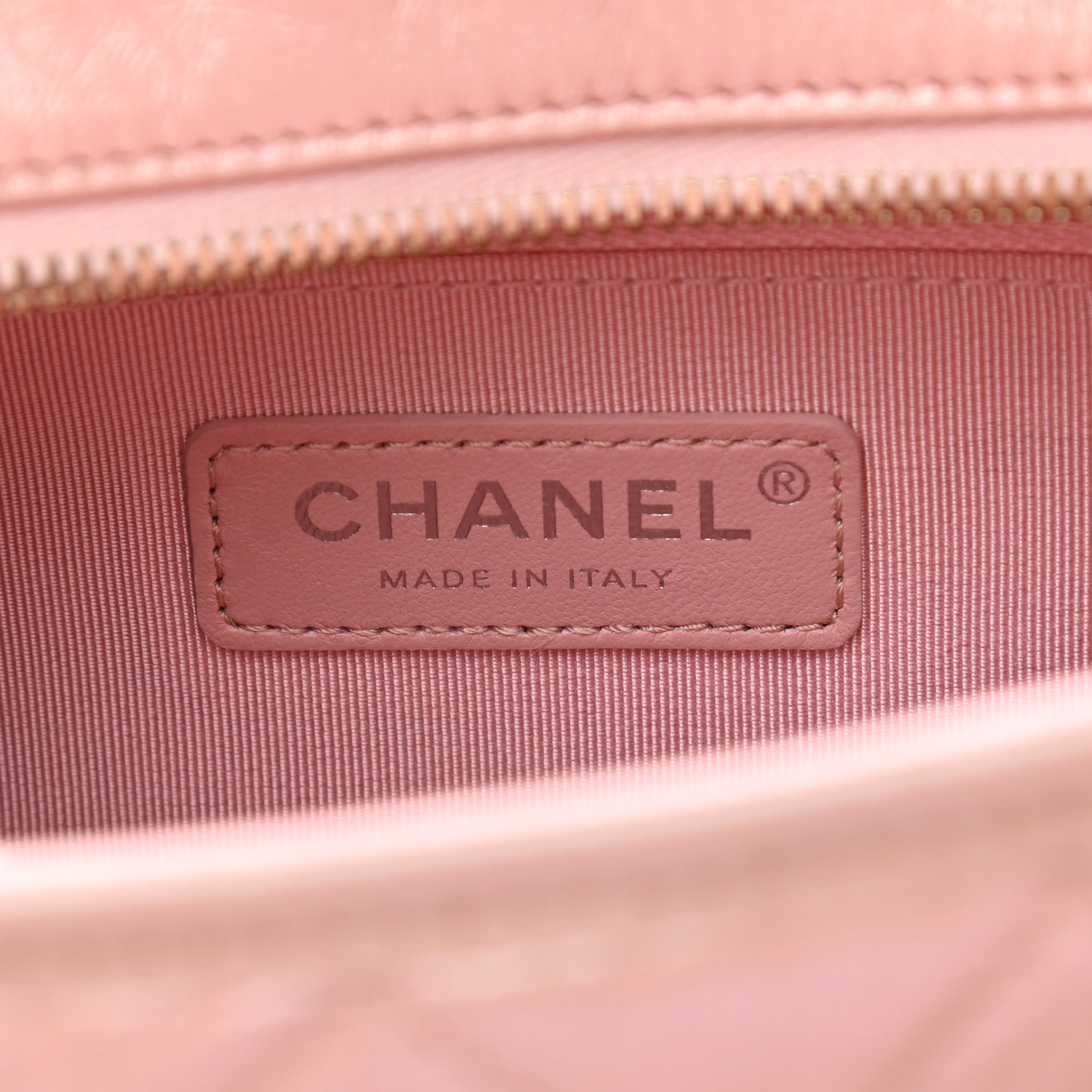 Iridescent Aged Calfskin Quilted Small Gabrielle Hobo Light Pink