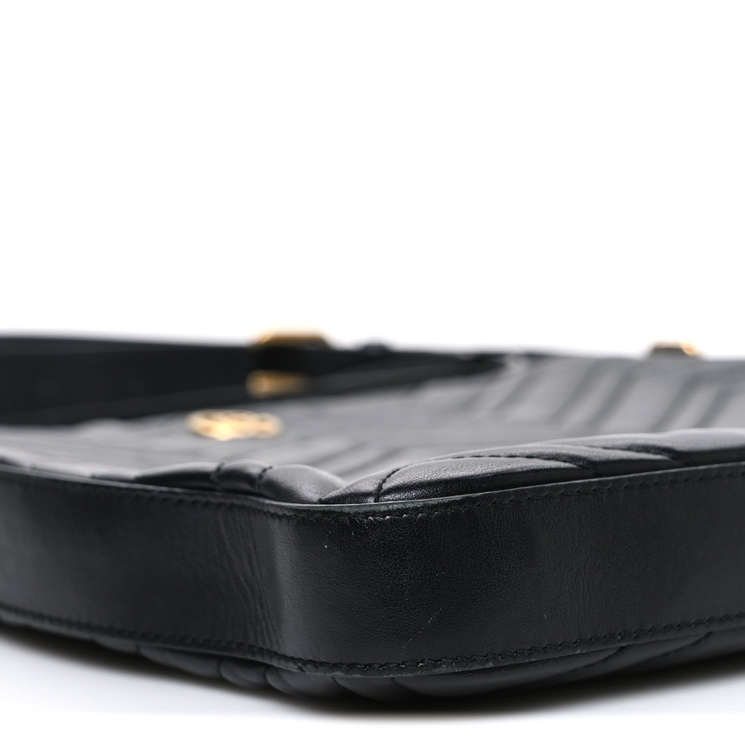 Gucci Calfskin Matelasse GG Marmont Flat Messenger Bag Black 9 of 11