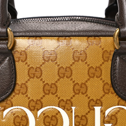 Gucci X ADIDAS Crystal Vintage Monogram Textured Dollar Calfskin Web Trefoil Logo Mini Bowling Bag Mid Natural Nut Off White New Acero 8 of 10