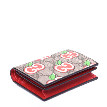 Gucci GG Supreme Monogram Apple Card Case Wallet Beige Multicolor Lobster Red 4 of 11