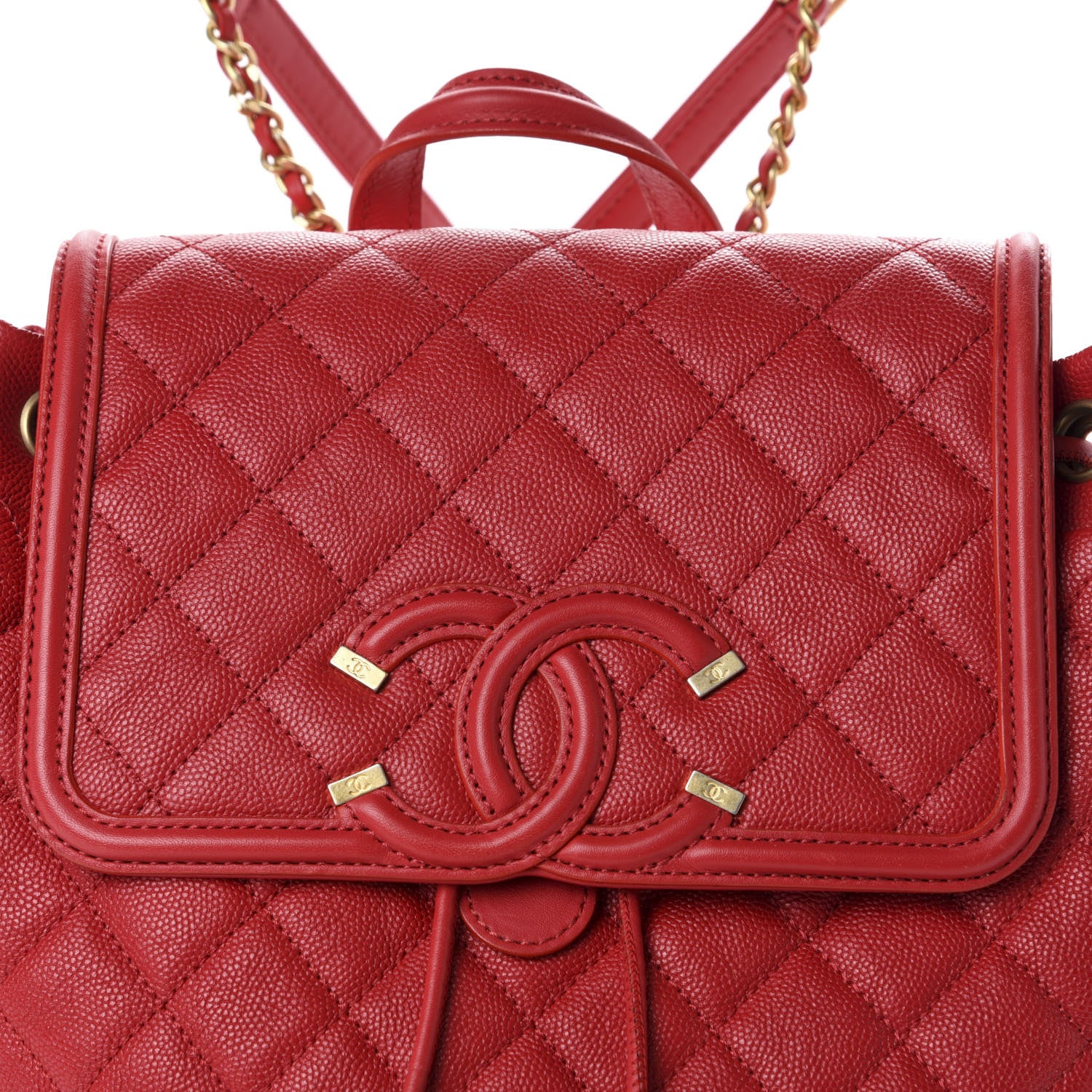 Chanel Caviar Quilted Filigree Backpack Red 9 of 9