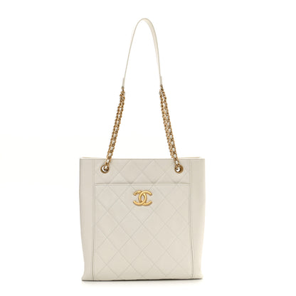 Chanel Calfskin Quilted Small Shopping Tote White 1 of 11