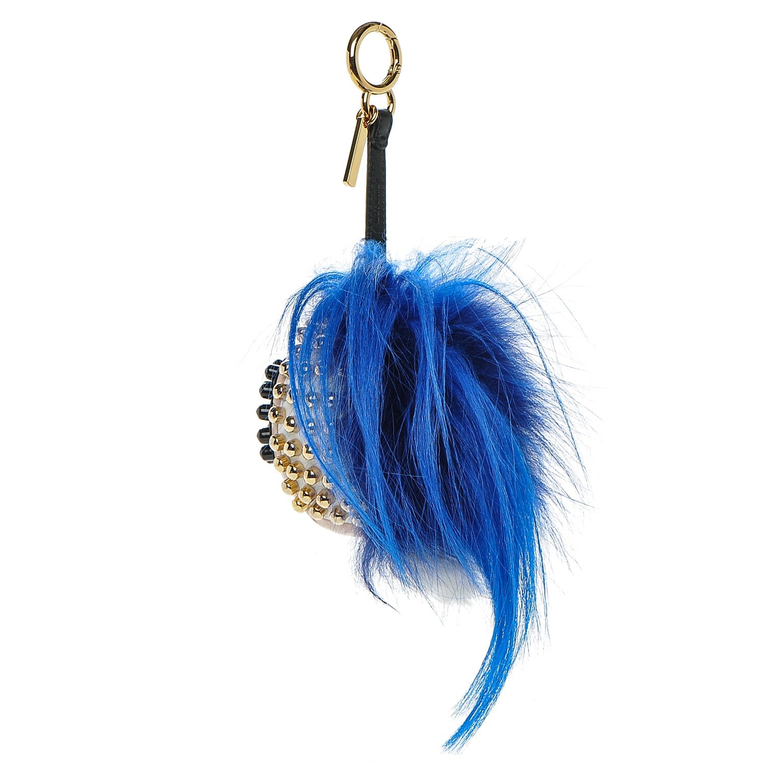 Fendi Lambskin Goat Fur Studded Punkarlito Bag Charm Blue 2 of 5