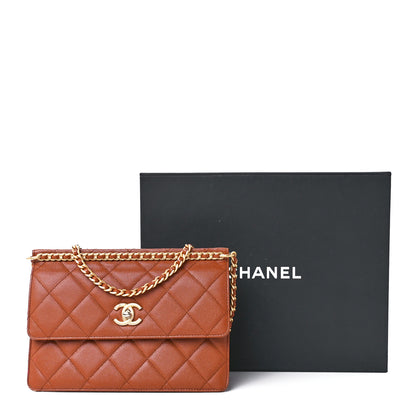 Chanel Caviar Quilted Chain Flap Light Brown 12 of 12