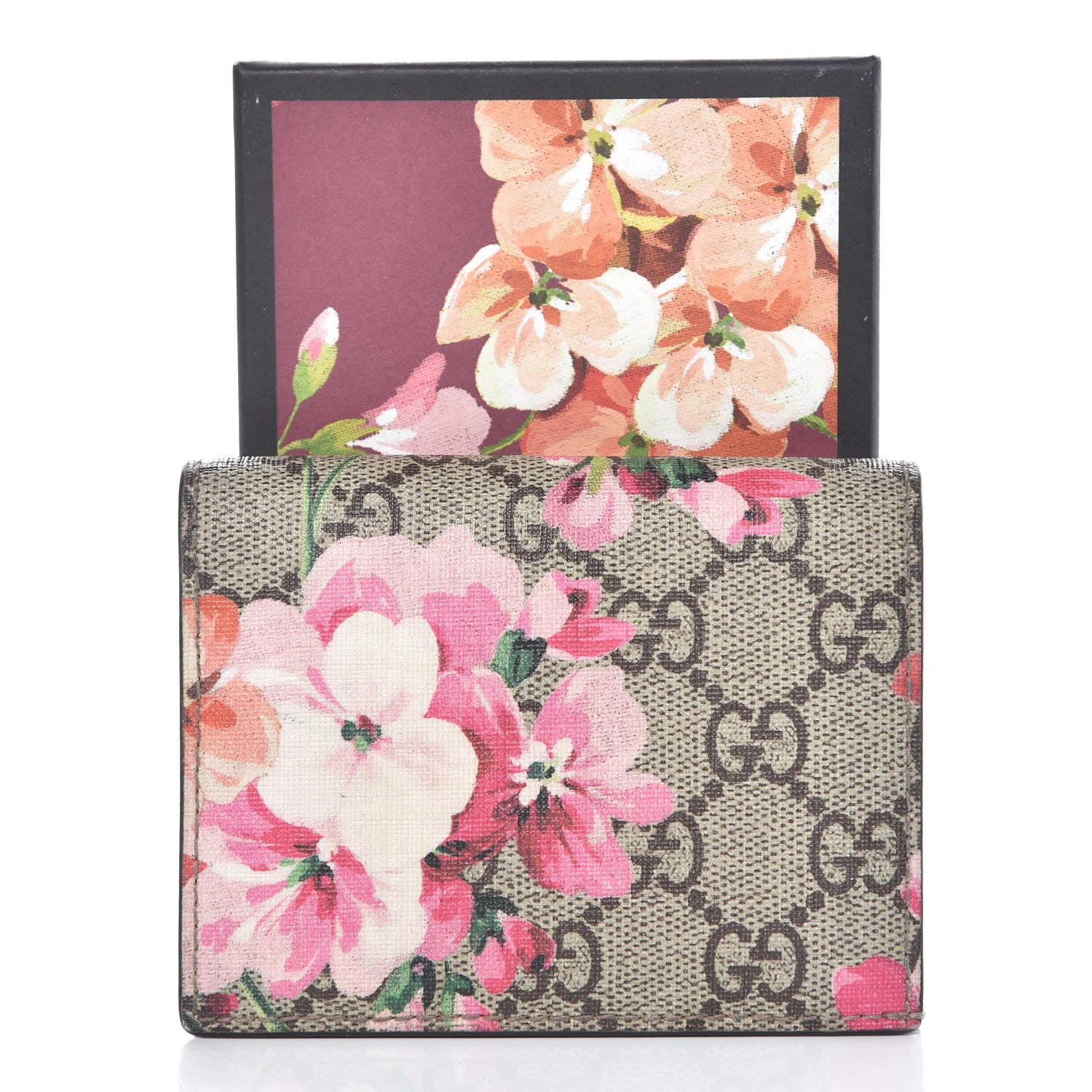 Gucci GG Supreme Monogram Blooms Card Case Beige Multicolor Dry Rose 8 of 8