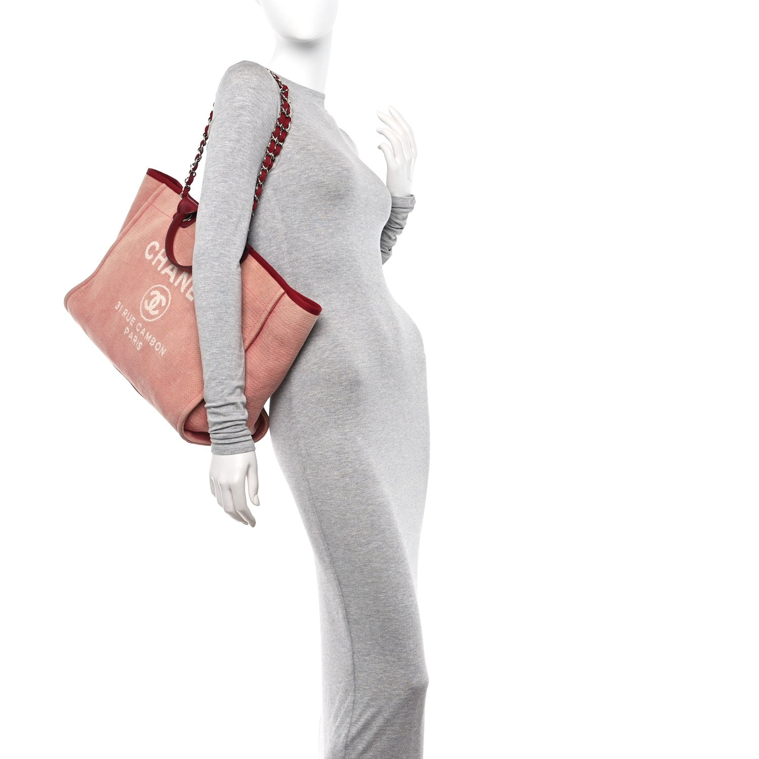 Chanel Canvas Medium Deauville Tote Red 2 of 16