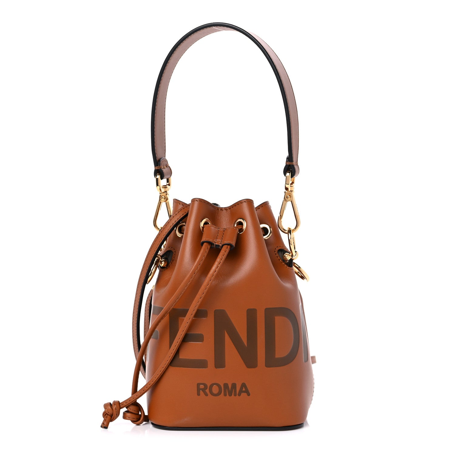 Fendi Vitello King F is Fendi Logo Embossed Mini Mon Tresor Bucket Bag Cuoio 1 of 9