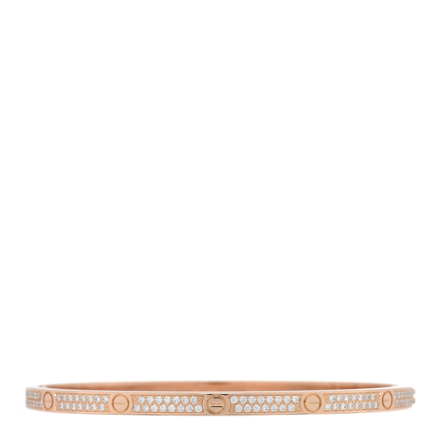 18K Pink Gold Diamond Small LOVE Paved Bracelet 17