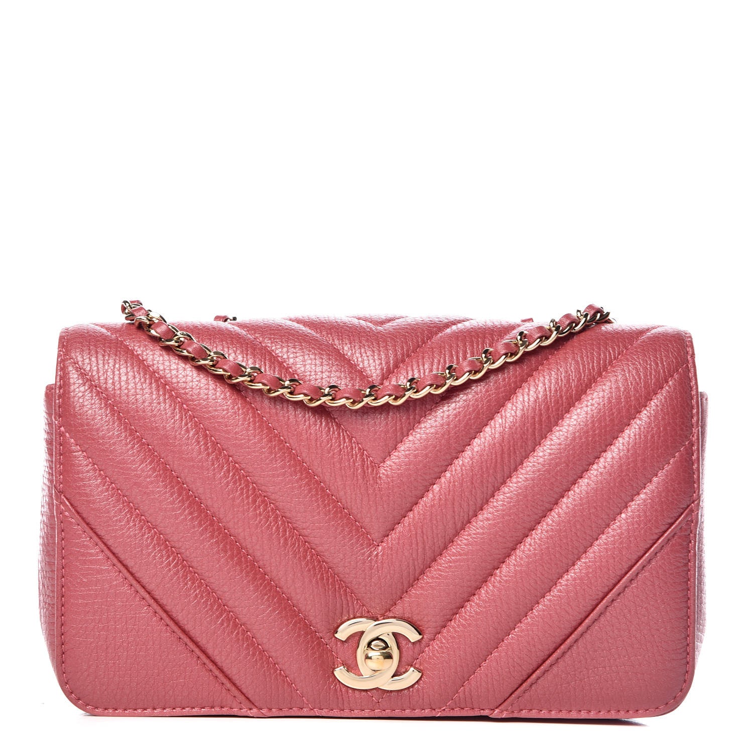 Chanel Calfskin Chevron Quilted Mini Statement Flap Pink 1 of 10