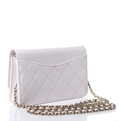 Chanel Goatskin Quilted Timeless CC Wallet On Chain WOC White 2 of 4