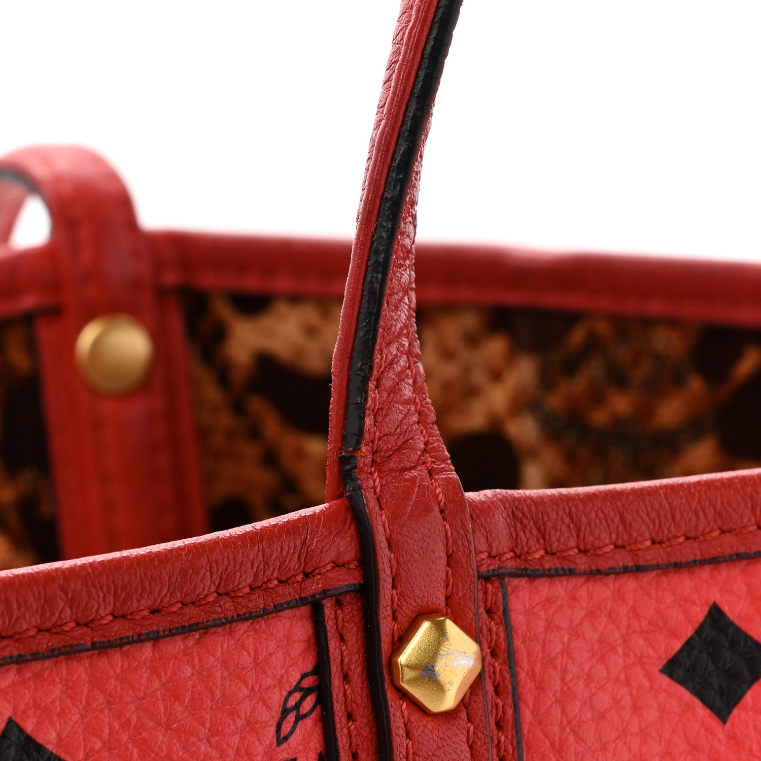 MCM Visetos Medium Reversible Shopper Project Tote Red Jaguar Brown 26 of 26