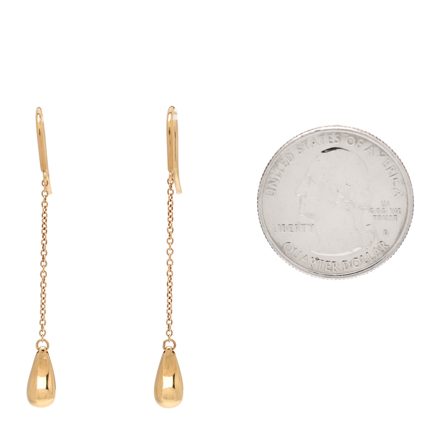 Tiffany 18K Yellow Gold Elsa Peretti Teardrop Drop Earrings 2 of 4