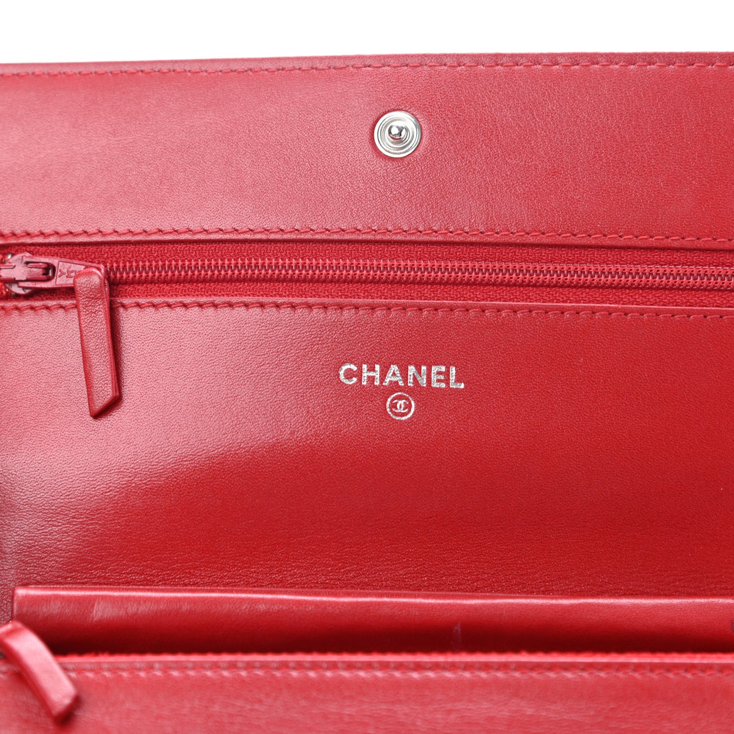 Patent Camellia Embossed Wallet On Chain WOC Dark Red