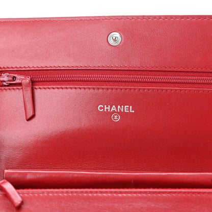 Chanel Patent Camellia Embossed Wallet On Chain WOC Dark Red 8 of 11