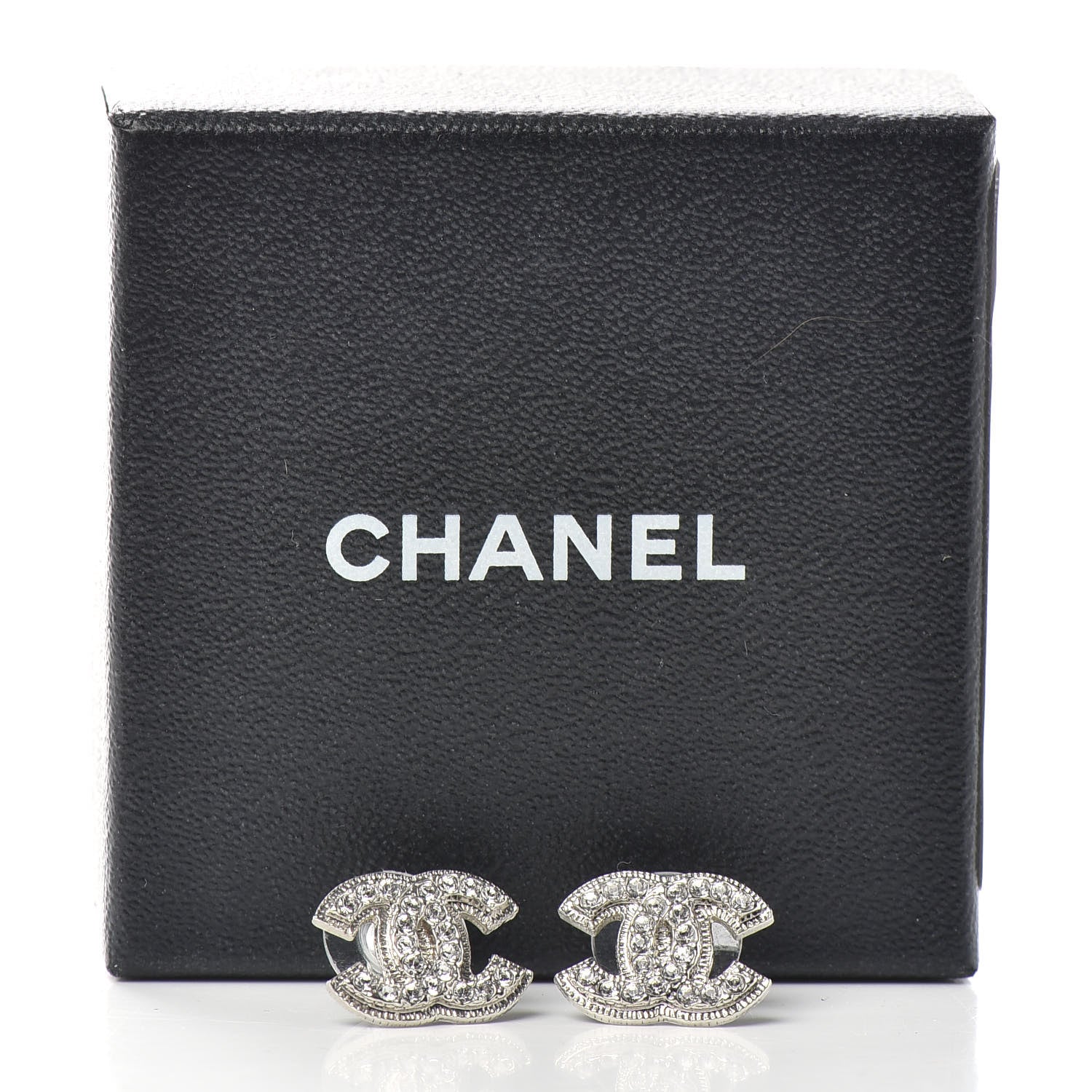 Chanel Crystal CC Earrings Silver 5 of 5