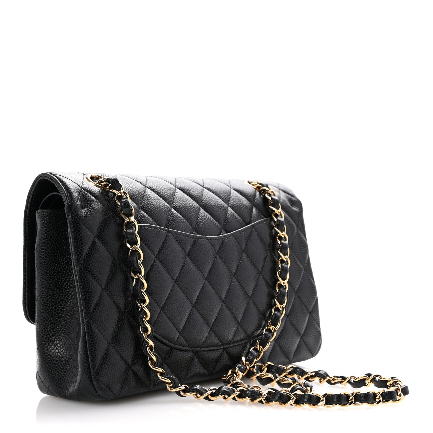 Caviar Quilted Medium Double Flap Black