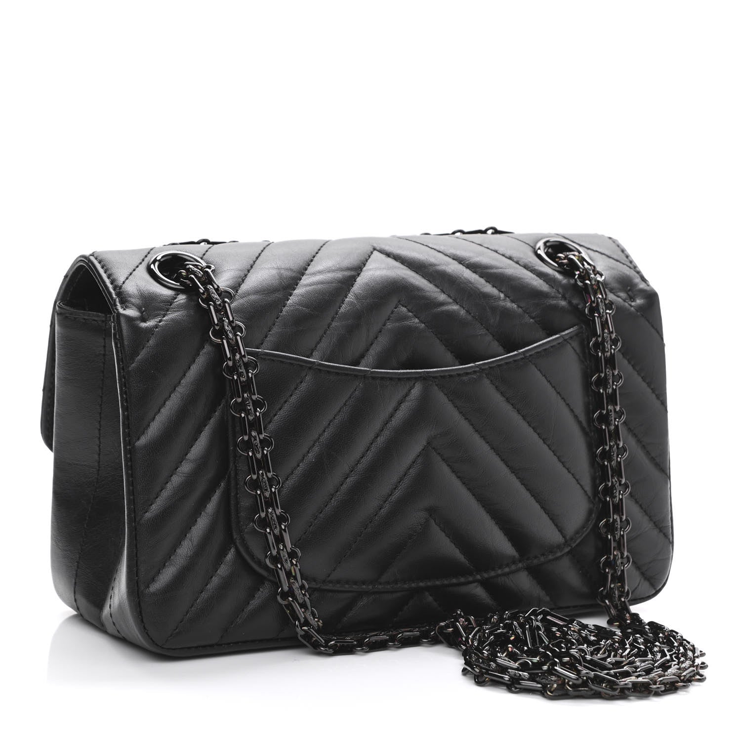 Chanel Aged Calfskin Chevron Quilted 2.55 Reissue Mini Flap So Black 3 of 10
