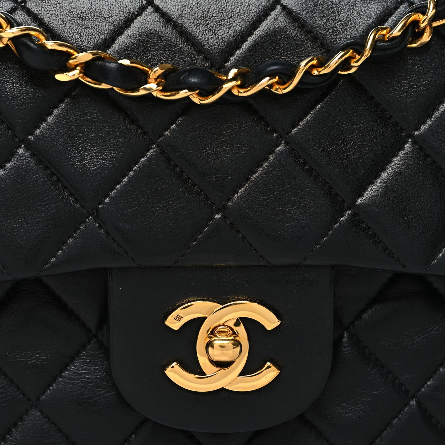 Lambskin Quilted Small Double Flap Black