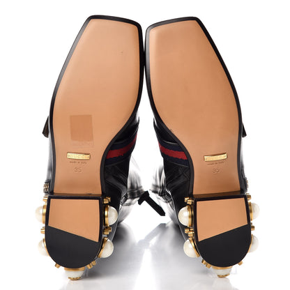 Gucci Nappa Web Pearl Embellished GG Full Zip Boots 35 Black 5 of 8