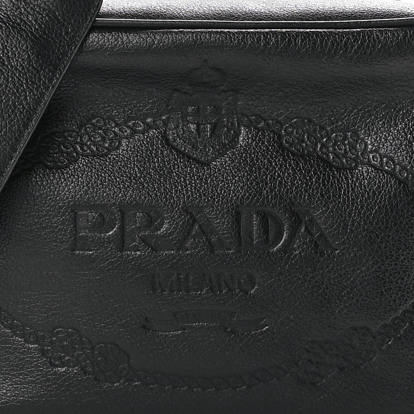 Glace Calfskin Embossed Logo Crossbody Black