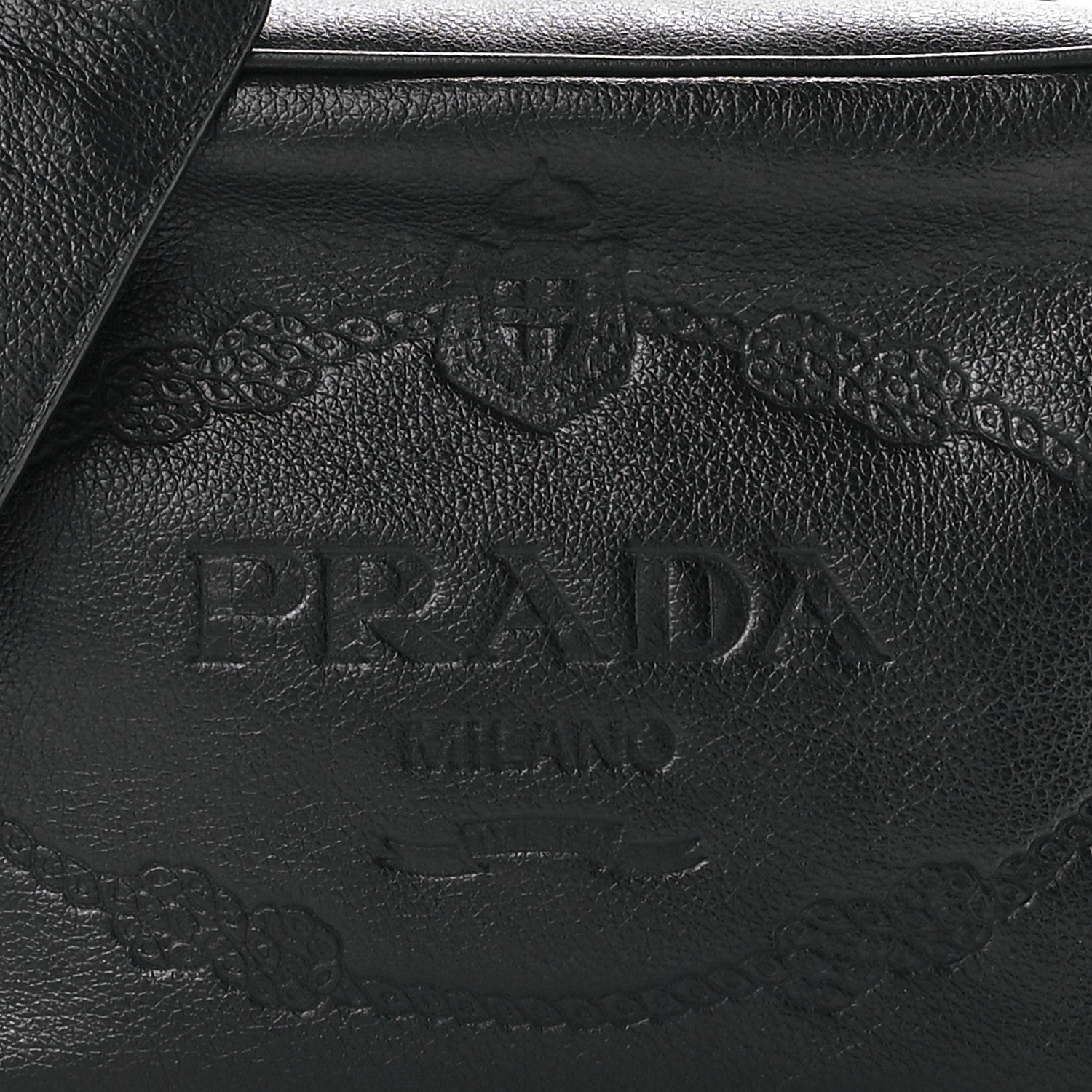 Prada Glace Calfskin Embossed Logo Crossbody Black 8 of 10