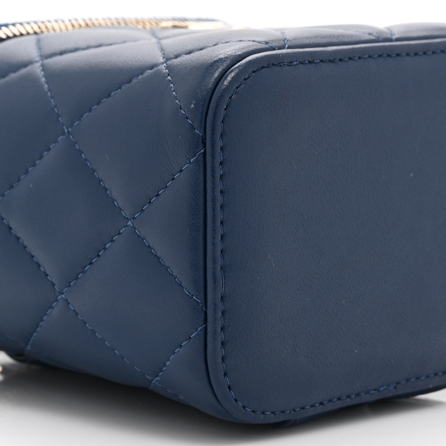 Chanel Lambskin Quilted Top Handle Mini Vanity Case With Chain Blue 10 of 11
