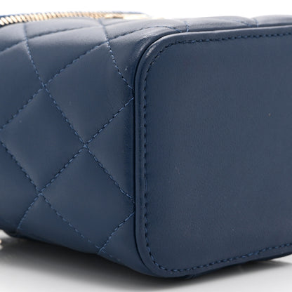 Chanel Lambskin Quilted Top Handle Mini Vanity Case With Chain Blue 10 of 11