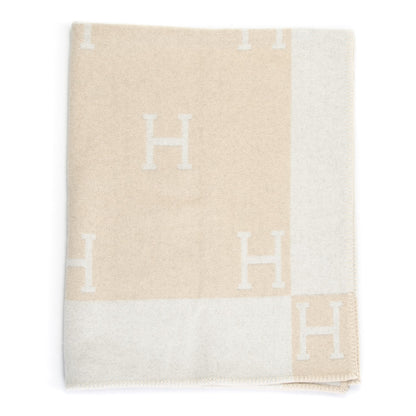 Hermes Wool Cashmere Signature Avalon Blanket Ecru Chamomile 1 of 4