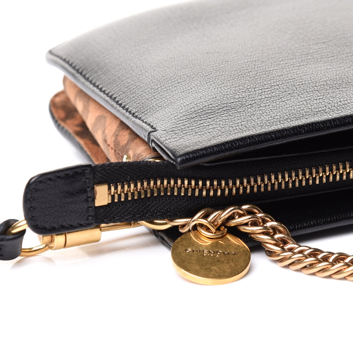 Goatskin Suede Cross 3 Crossbody Bag Black Leopard
