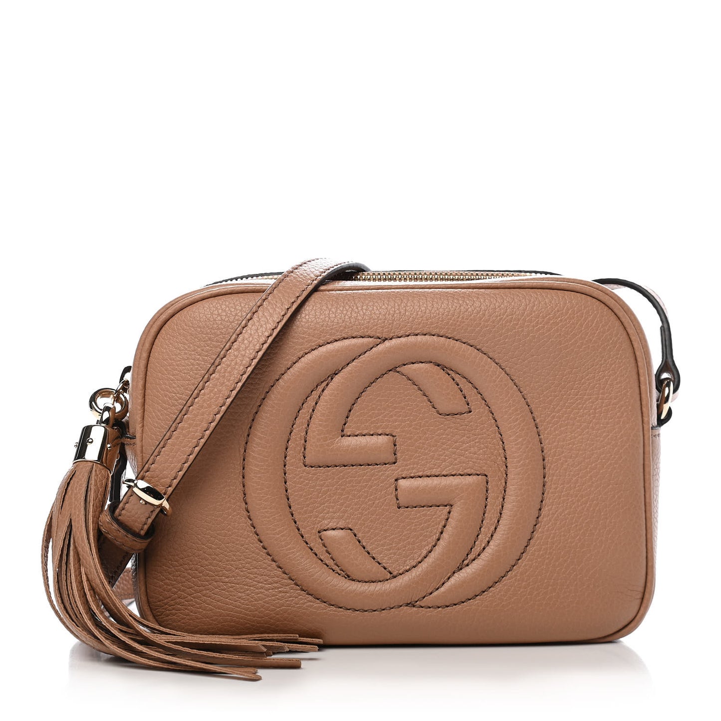 Pebbled Calfskin Small Soho Disco Bag Camelia
