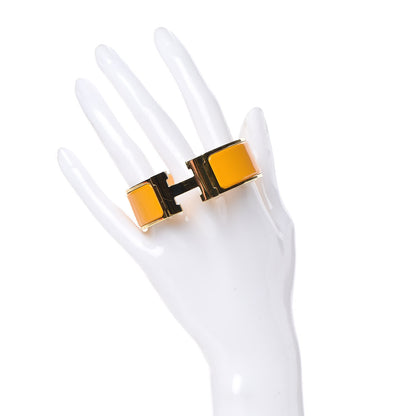 Hermes Enamel Wide Clic Clac H Bracelet PM Jaune Madras 2 of 5