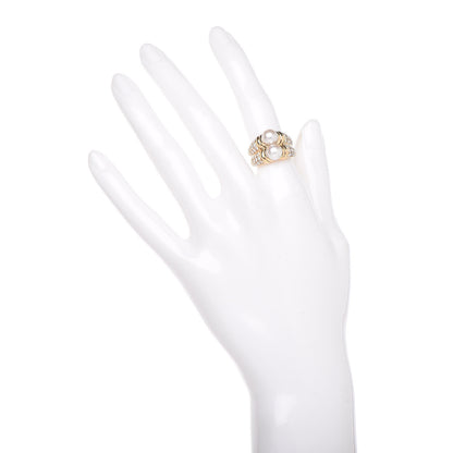 Bulgari 18K Yellow Gold Diamond Freshwater Pearl Passo Doppio Ring 49 5 2 of 6