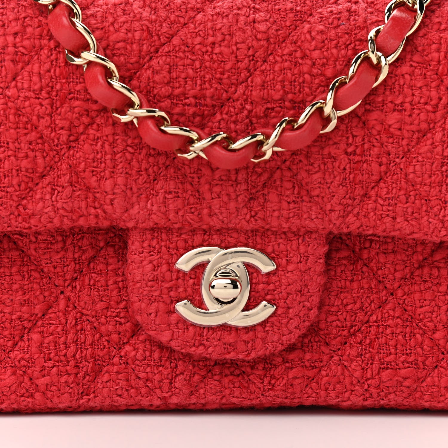 Chanel Tweed Quilted Mini Rectangular Flap Red 8 of 11