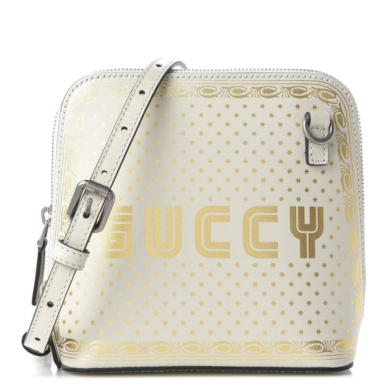 Gucci X SEGA Calfskin GUCCY Stars Mini Dome Shoulder Bag Mystic White Gold 1 of 10