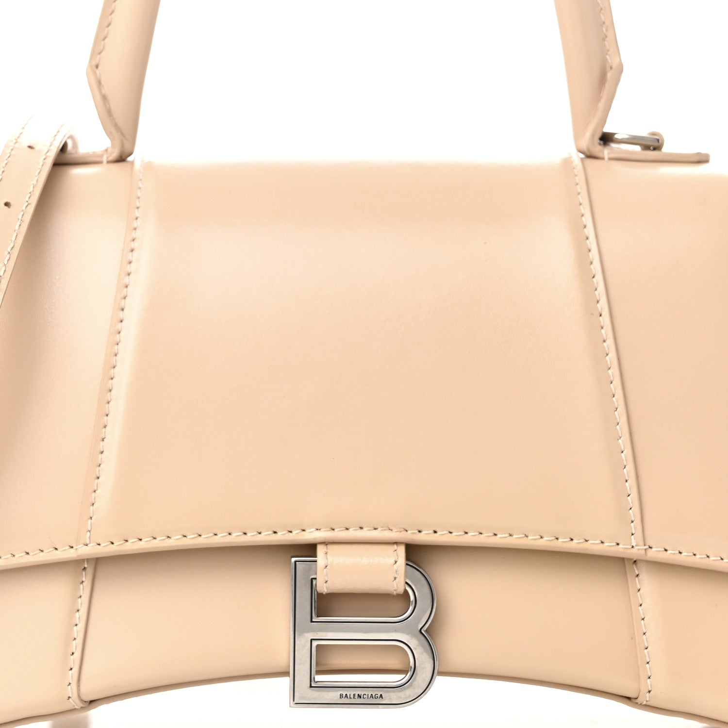 Balenciaga Shiny Box Calfskin Small Hourglass Top Handle Bag Light Beige 7 of 9