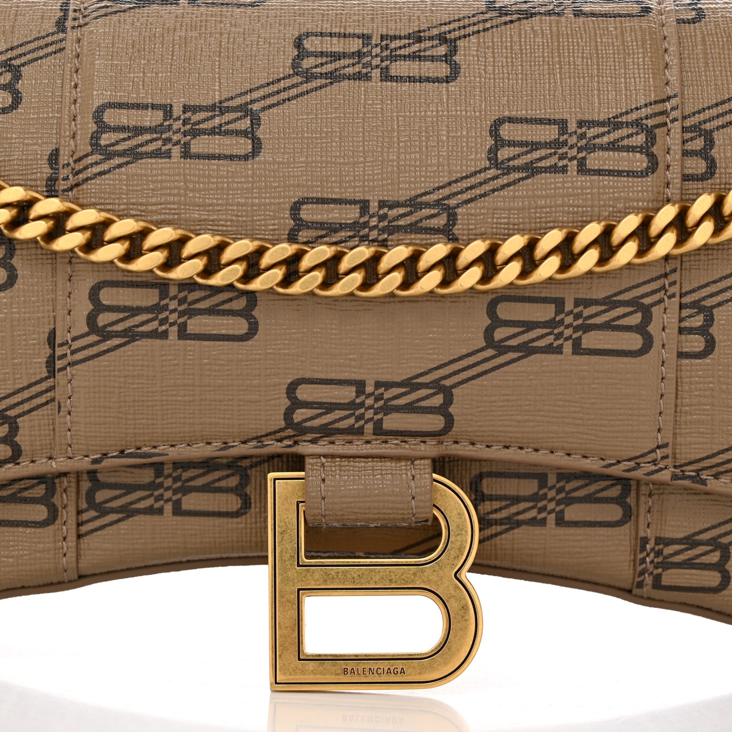 Coated Canvas BB Monogram Hourglass Chain Bag Beige Brown