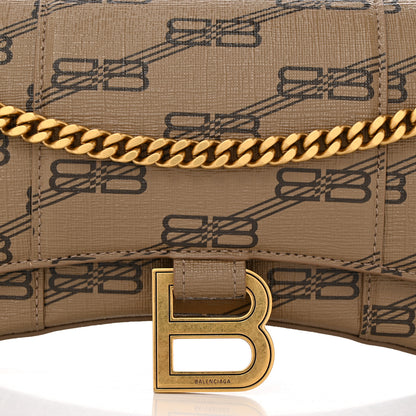 Balenciaga Coated Canvas BB Monogram Hourglass Chain Bag Beige Brown 7 of 11