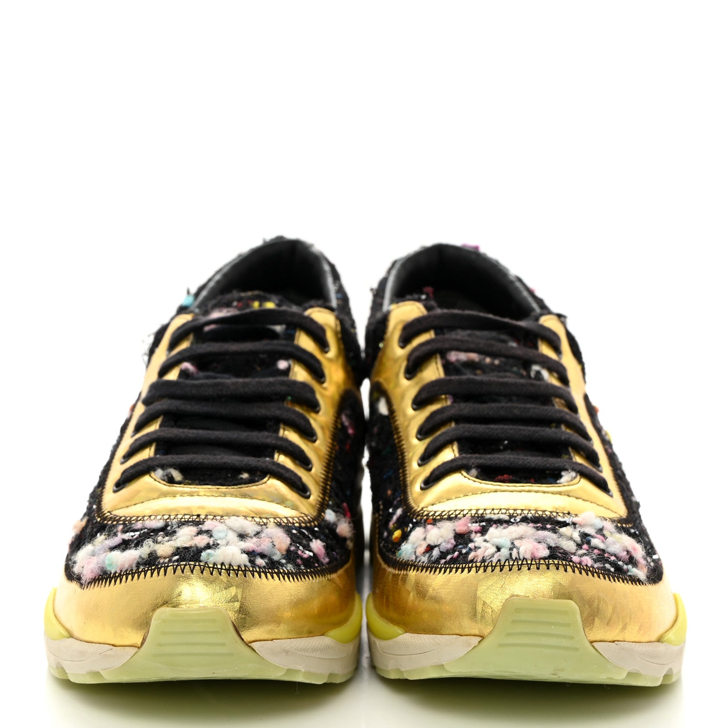 Chanel Tweed Lambskin Runway Sneakers 36 Black Multicolor 2 of 8