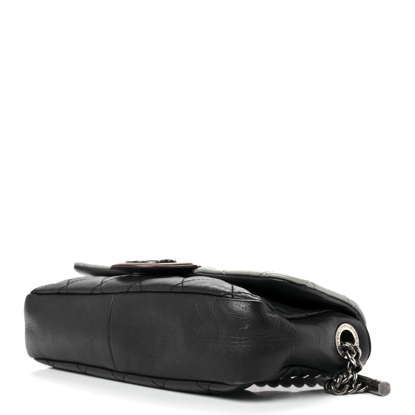 Iridescent Calfskin Tri-Color Country Chic Flap Navy Blue