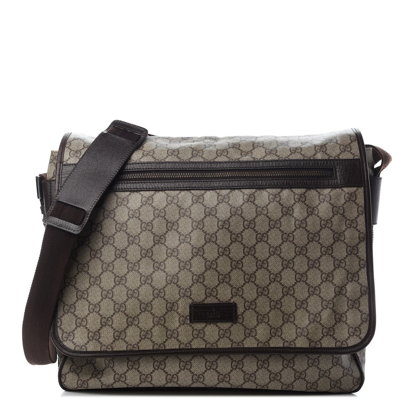 GG Plus Monogram Large Flap Messenger Bag Beige Dark Brown