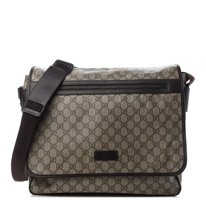 Gucci GG Plus Monogram Large Flap Messenger Bag Beige Dark Brown 1 of 12