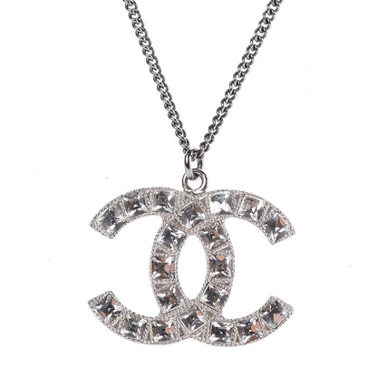Chanel Baguette Crystal CC Necklace Silver 4 of 6