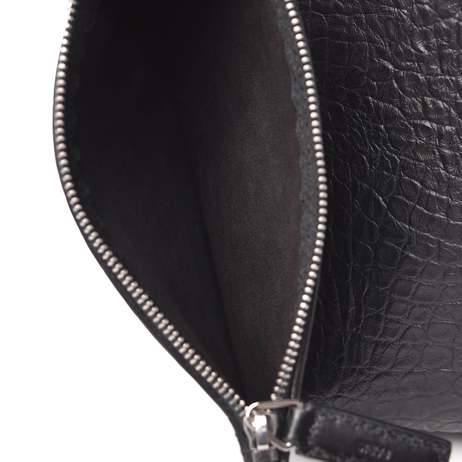 Saint Laurent Calfskin Crocodile Embossed Large Shopper Tote Black 9 of 9