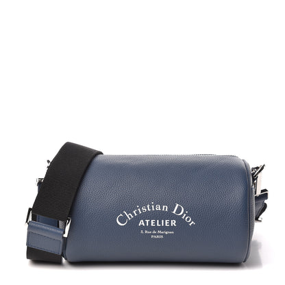 Christian Dior HOMME Grained Calfskin Mens Roller Pouch Navy Blue 1 of 9