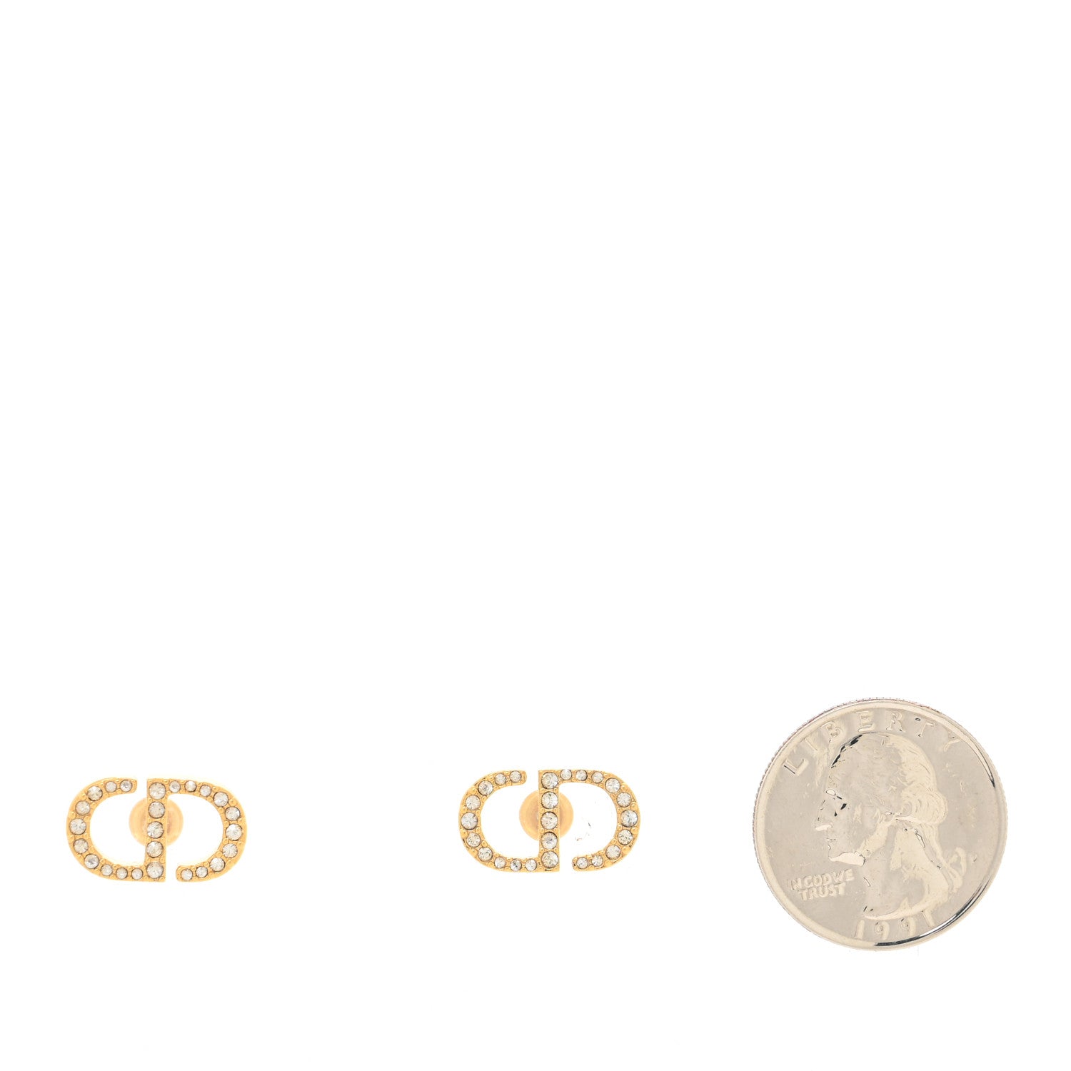 Christian Dior Crystal Clair D Lune Earrings Gold 2 of 4